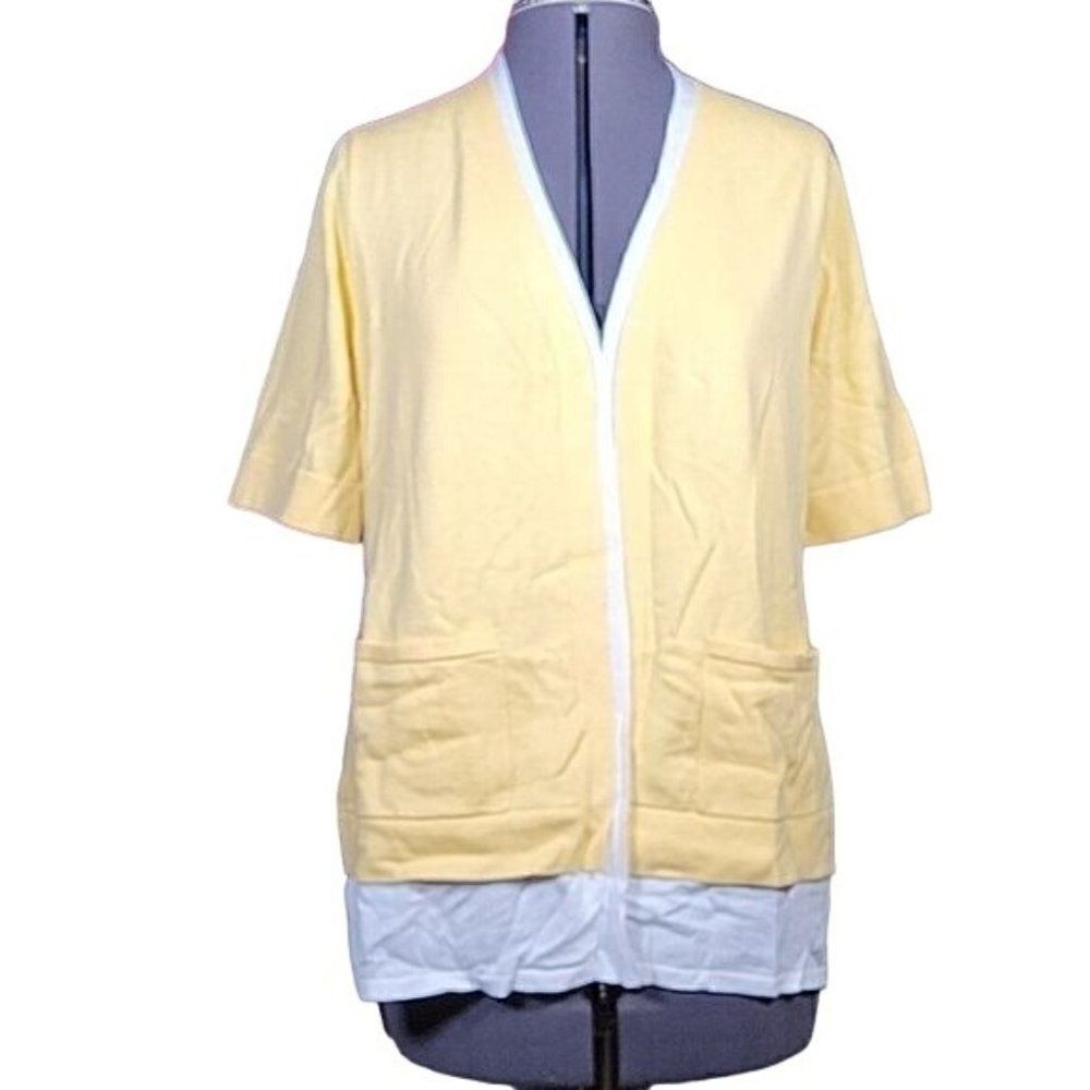 NWOT Isaac Mizrahi Live! Elbow Sleeve Layered Cardigan with Pockets Sz S